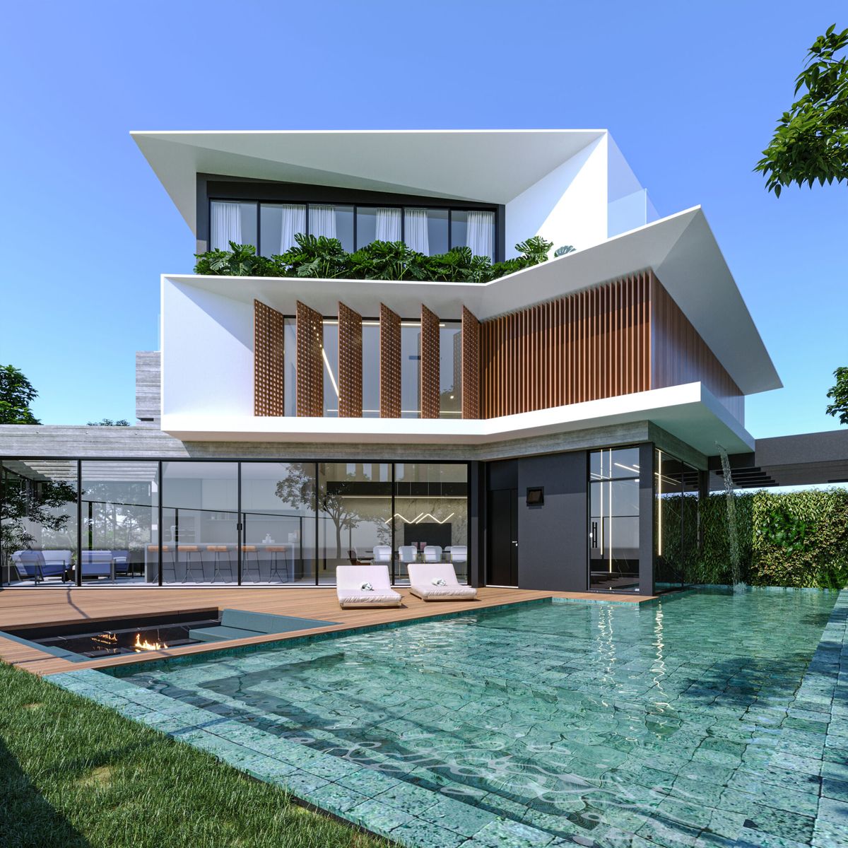 Mẫu nhà có hồ bơi trước nhà