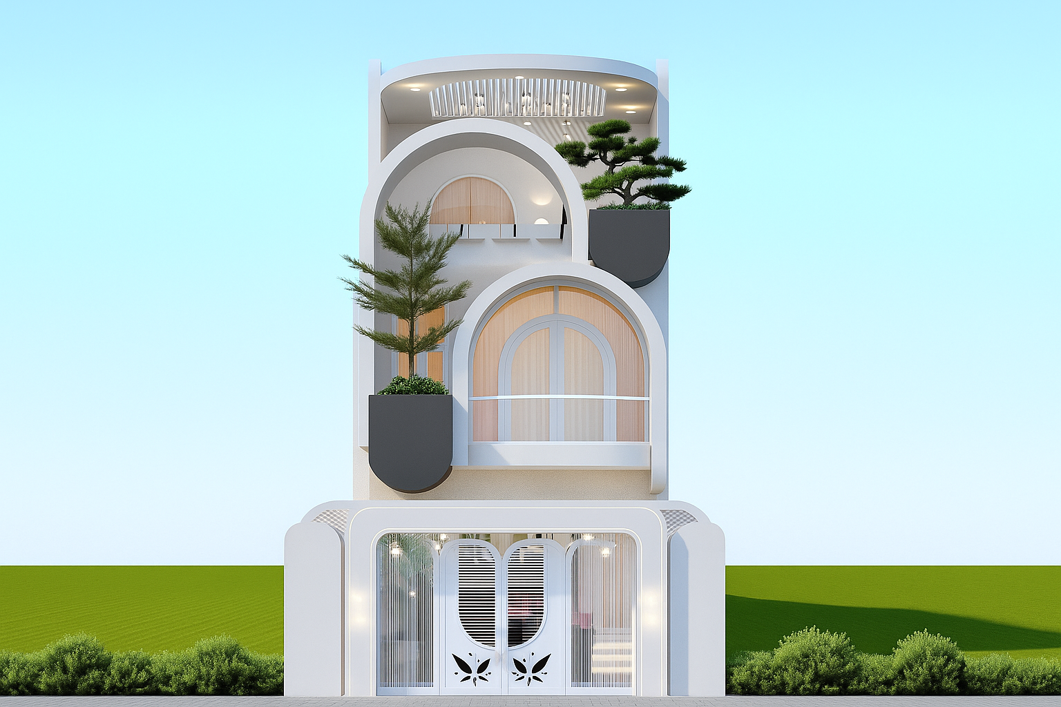 Mẫu nhà với hình khối chữ nhật ấn tượng