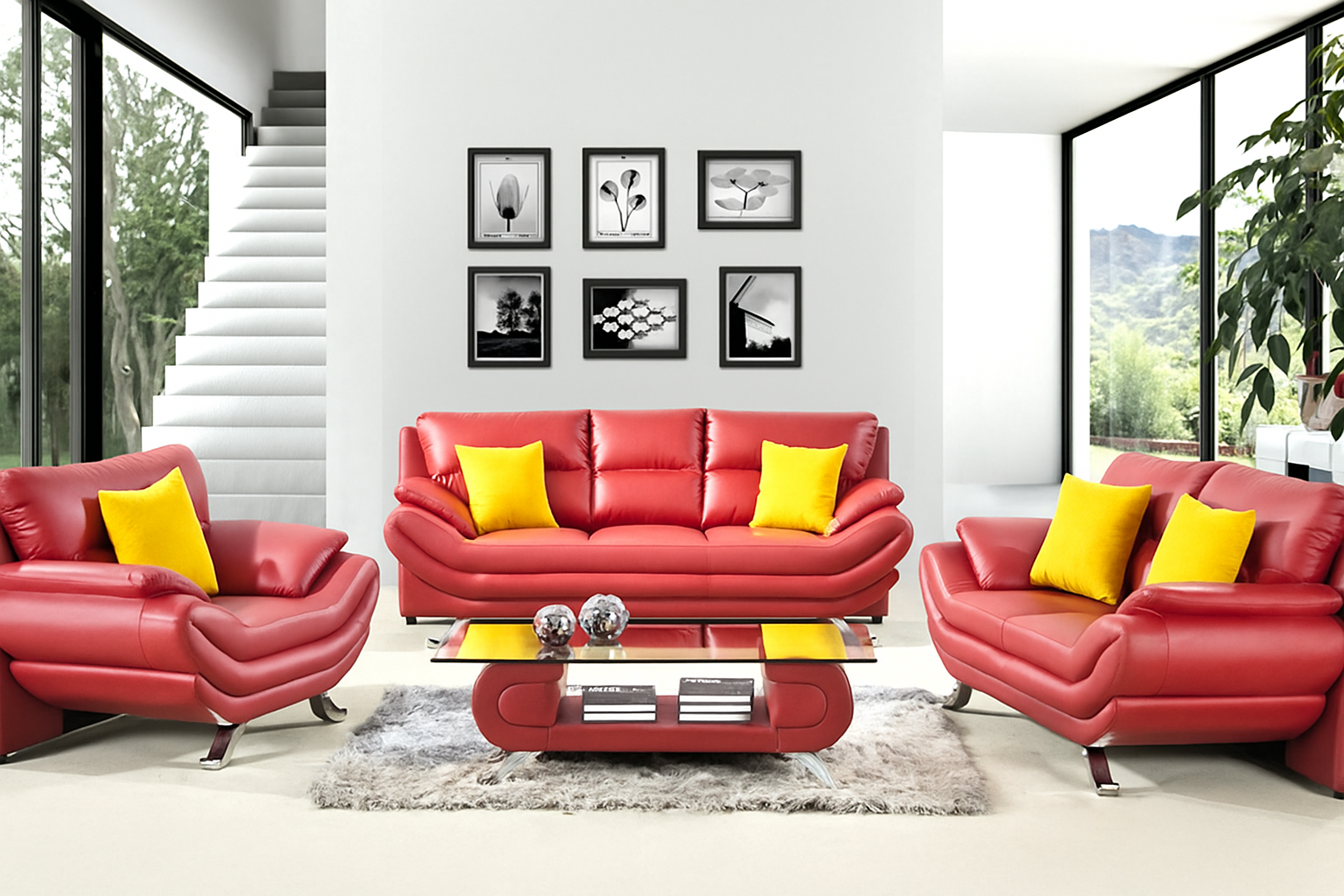 Trang trí nhà cửa cho Quốc khánh 2/9 bằng sofa đỏ và gối vàng