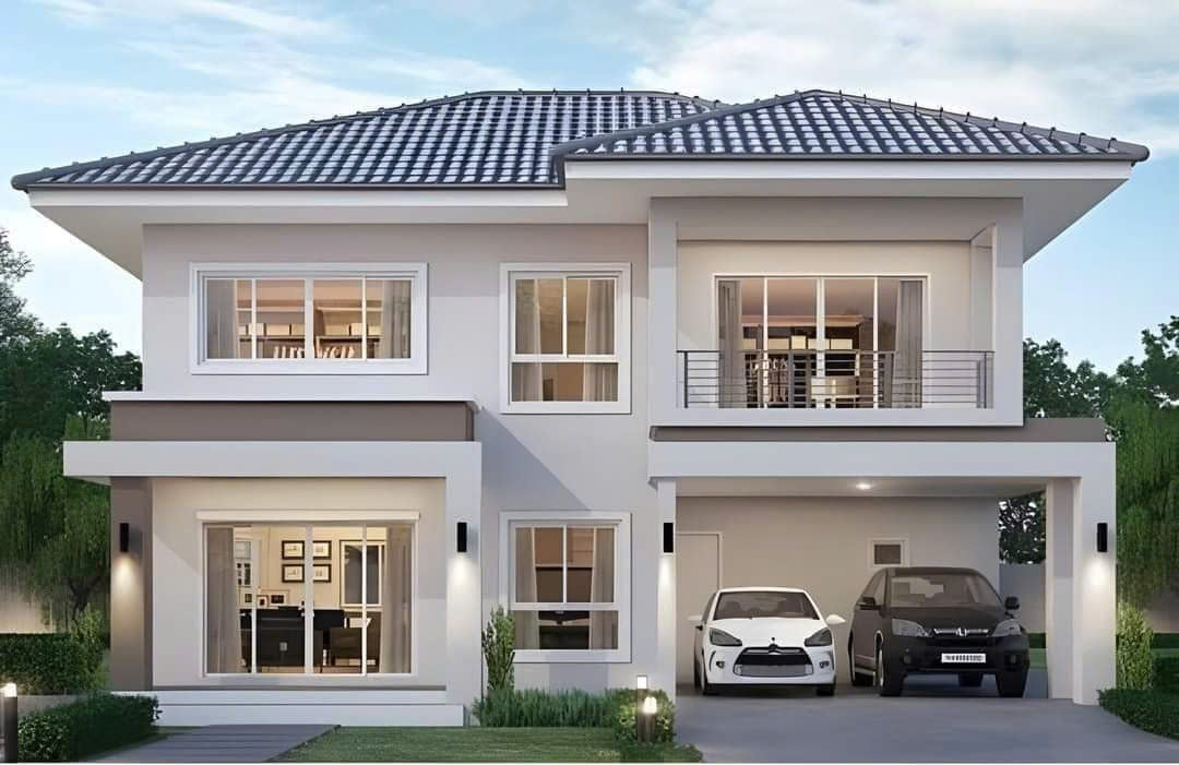 Chiêm ngưỡng mẫu nhà biệt thự 2 tầng mái Nhật có gara ô tô